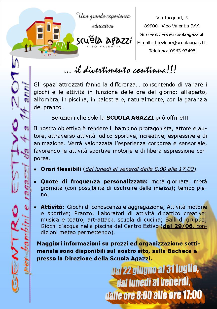Locandina CENTRO ESTIVO 2015 Locandina CENTRO ESTIVO 2015